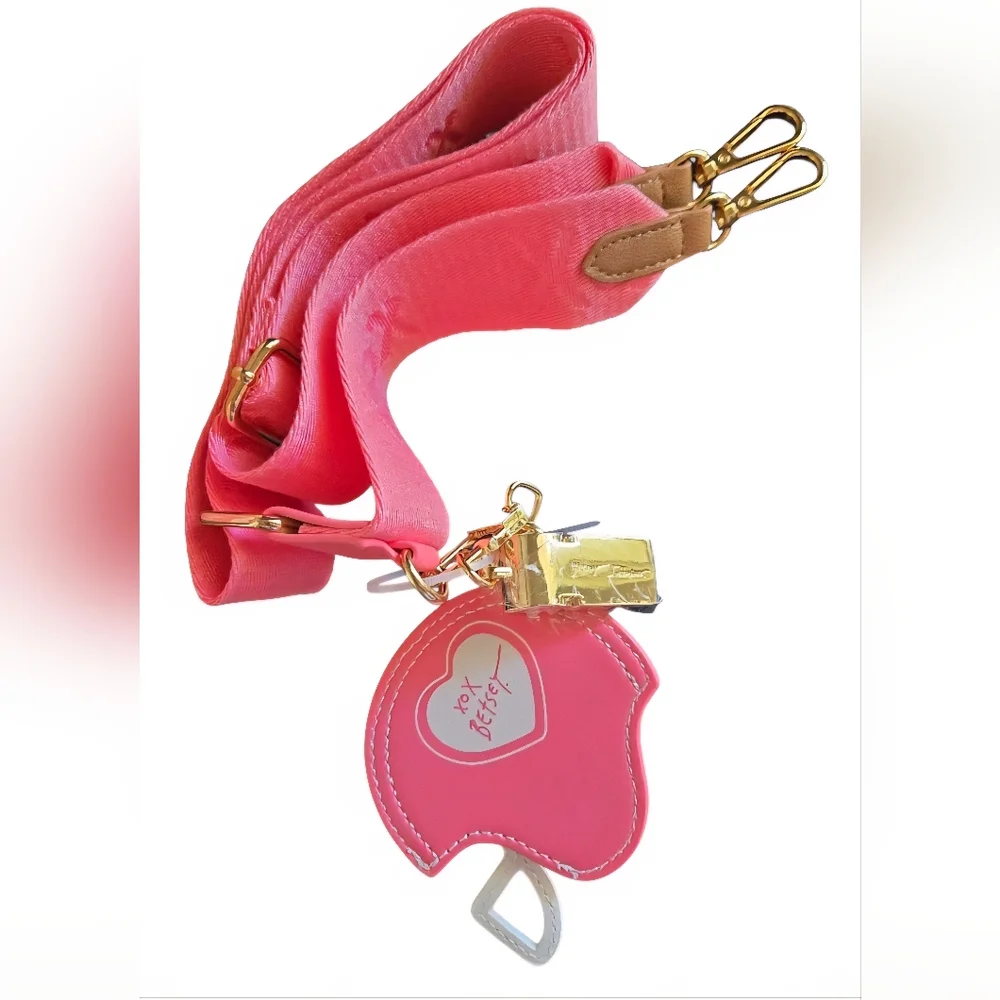 Betsey Johnson Tan and Pink Football Crossbody Bag - Picture 2 of 10